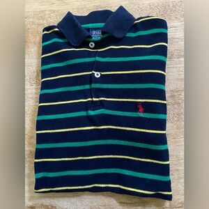 Vintage Polo Ralph Lauren‎ Boys’ Sz M Navy Striped Mesh Polo Shirt